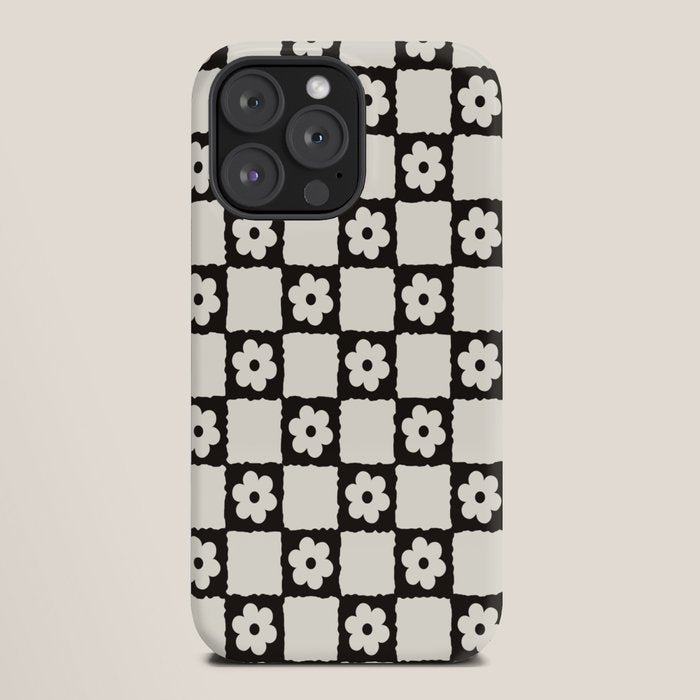 Retro Flower Checker in Black&White iPhone Case Gallery Image 20