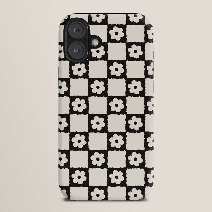 Retro Flower Checker in Black&White iPhone Case Gallery Image 10