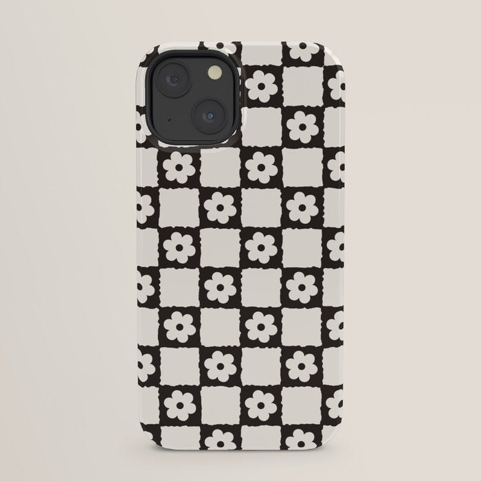 Retro Flower Checker in Black&White iPhone Case Gallery Image 29