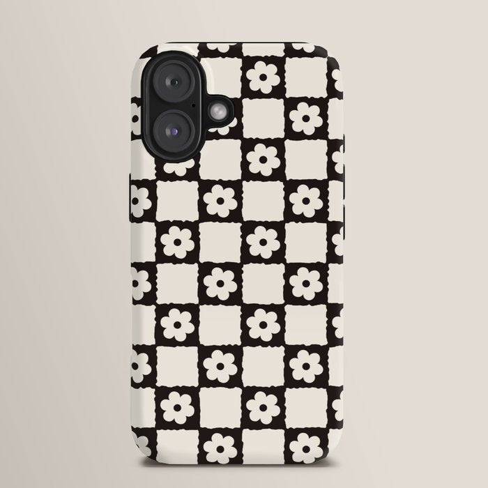 Retro Flower Checker in Black&White iPhone Case Gallery Image 13