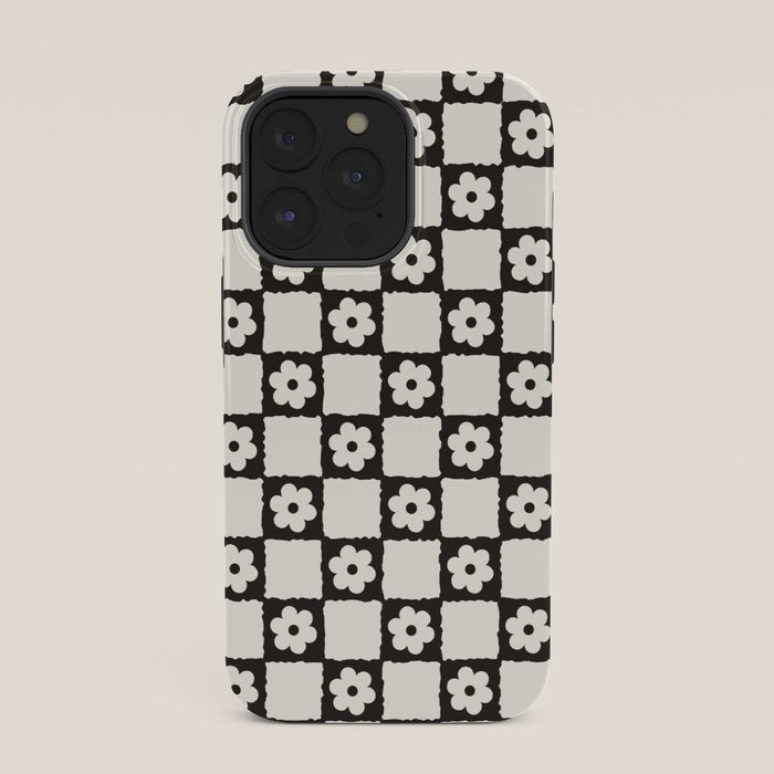 Retro Flower Checker in Black&White iPhone Case Gallery Image 35