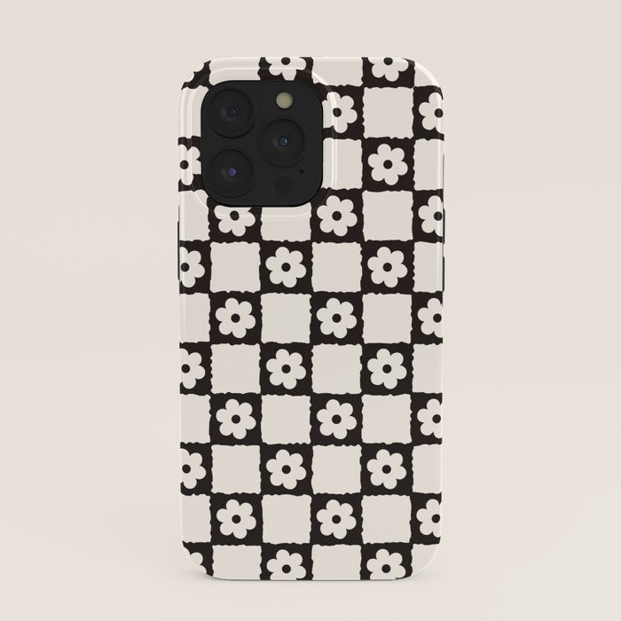 Retro Flower Checker in Black&White iPhone Case Gallery Image 39