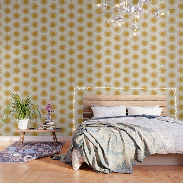 Boho Summer Sun Pattern I Golden Wallpaper Gallery Image 2