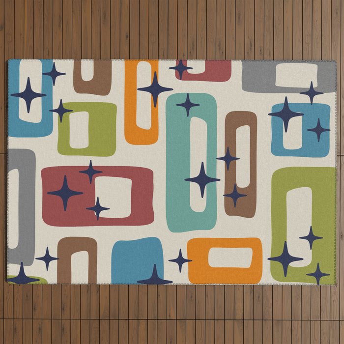 Retro Mid Century Modern Abstract Pattern 224 Atomic Googie Outdoor Rug Gallery Image 4