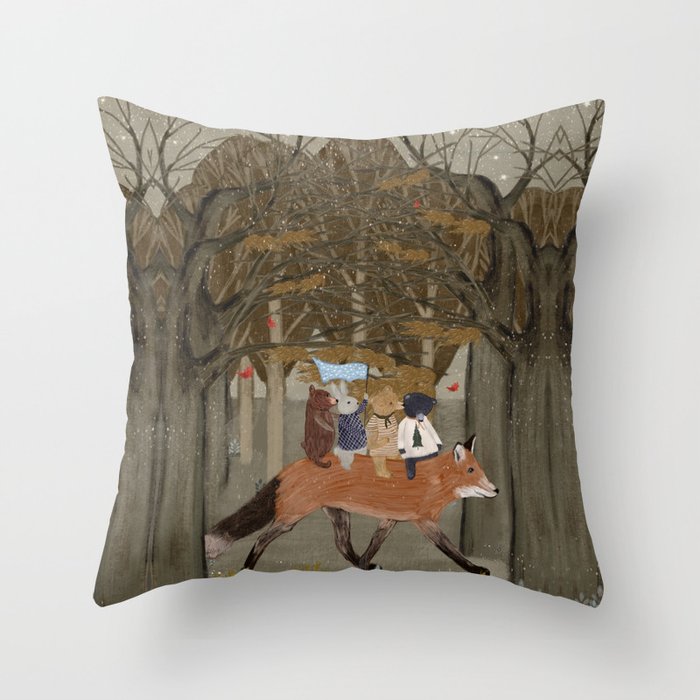 the amber fox Throw Pillow Gallery Image 4
