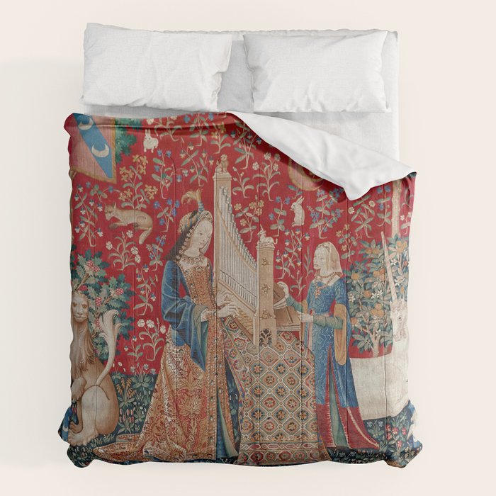 Lady and Unicorn Medieval Tapestry Hearing Comforter Gallery Image 7