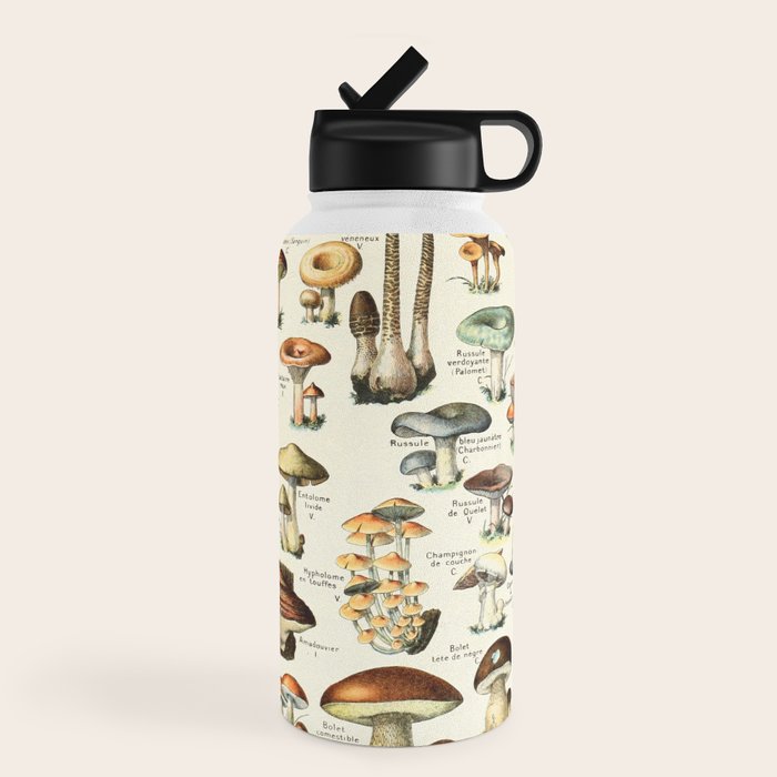 Vintage Mushroom & Fungi Chart by Adolphe Millot Water Bottle Gallery Image 4