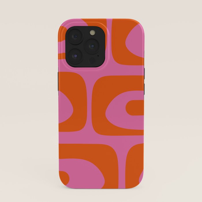 Mid-Century Modern Piquet Minimalist Abstract in Hot Pink and Retro Red Orange iPhone Case Gallery Image 39