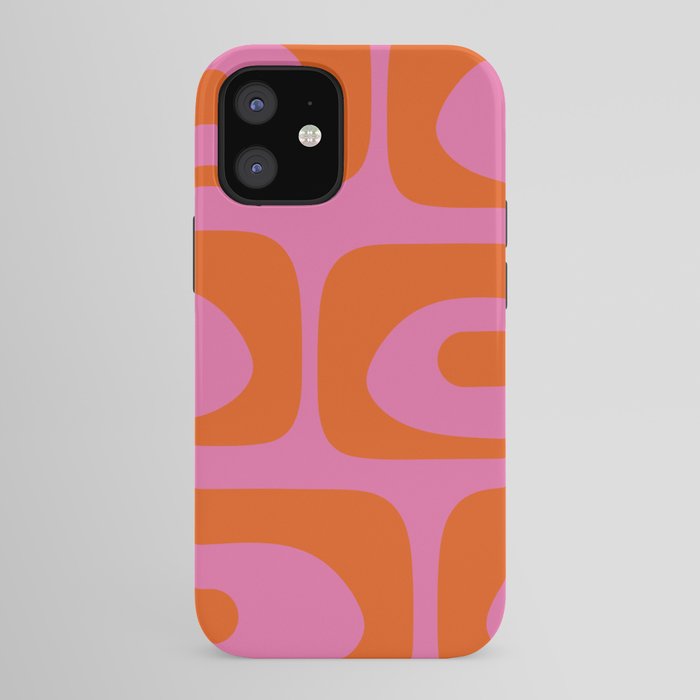 Mid-Century Modern Piquet Minimalist Abstract in Hot Pink and Retro Red Orange iPhone Case Gallery Image 41