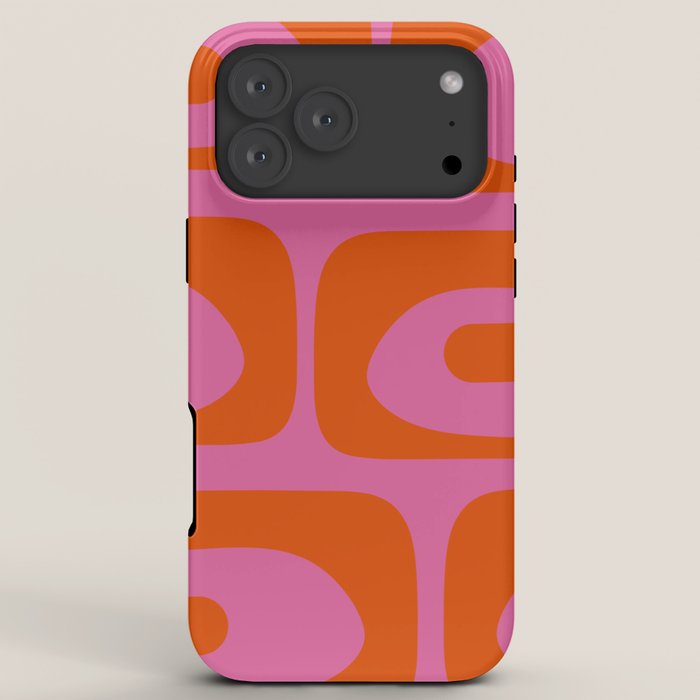 Mid-Century Modern Piquet Minimalist Abstract in Hot Pink and Retro Red Orange iPhone Case Gallery Image 8