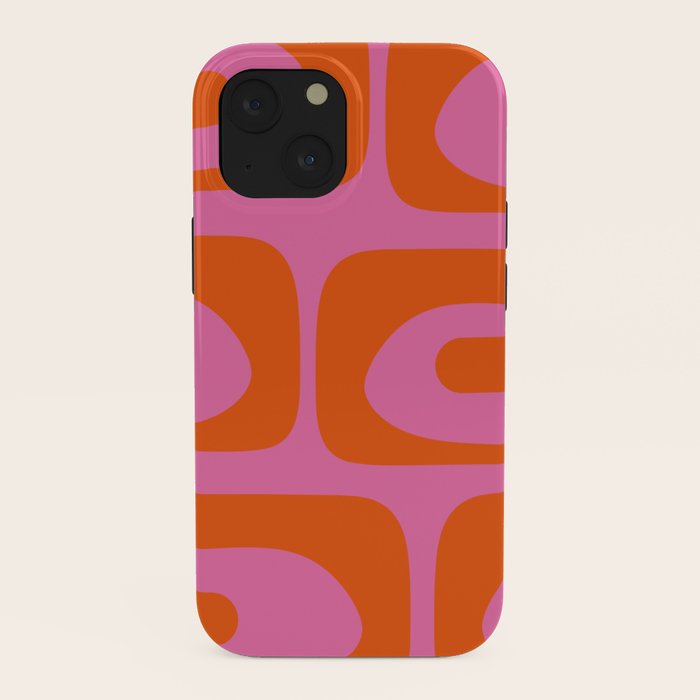 Mid-Century Modern Piquet Minimalist Abstract in Hot Pink and Retro Red Orange iPhone Case Gallery Image 38
