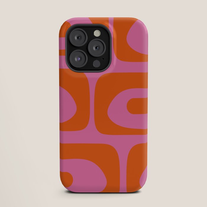 Mid-Century Modern Piquet Minimalist Abstract in Hot Pink and Retro Red Orange iPhone Case Gallery Image 19