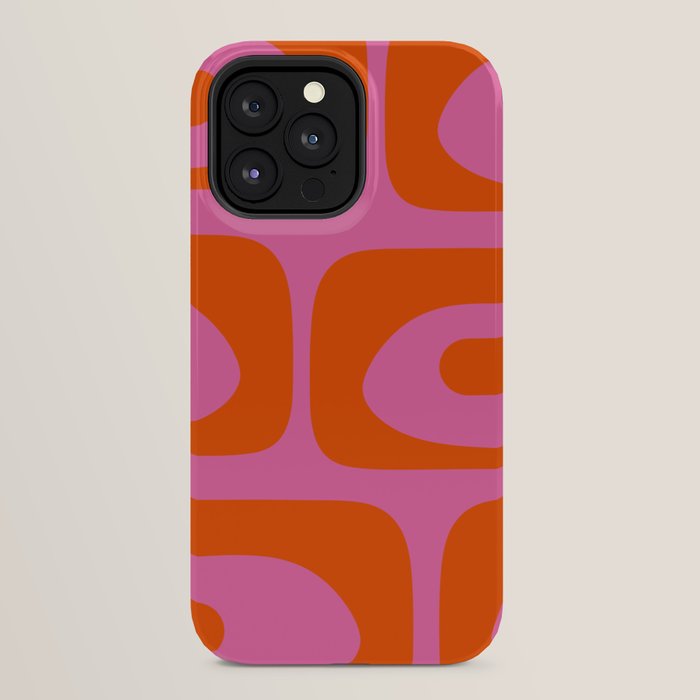 Mid-Century Modern Piquet Minimalist Abstract in Hot Pink and Retro Red Orange iPhone Case Gallery Image 32