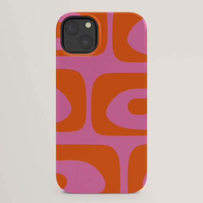 Mid-Century Modern Piquet Minimalist Abstract in Hot Pink and Retro Red Orange iPhone Case Gallery Image 22