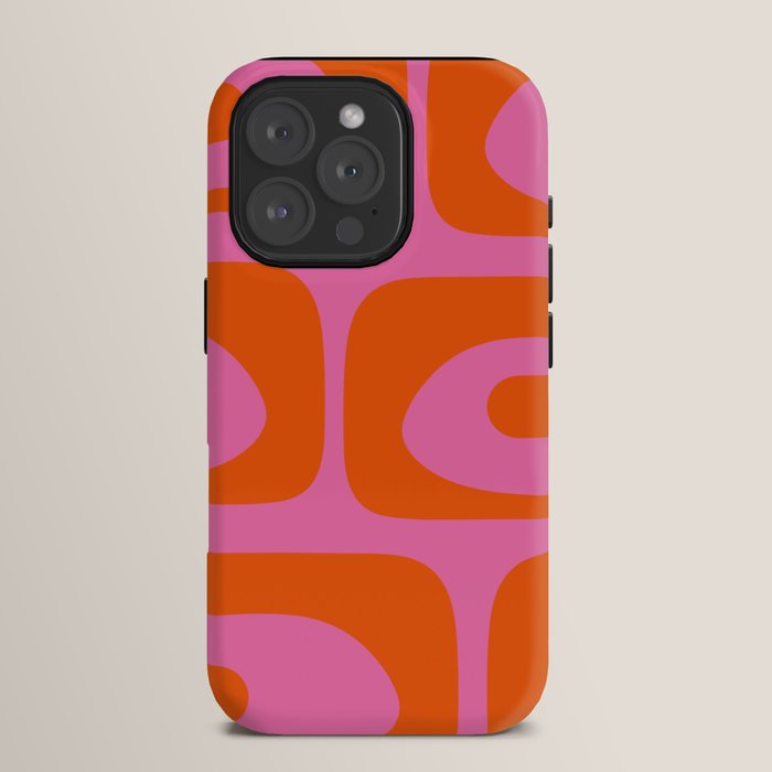 Mid-Century Modern Piquet Minimalist Abstract in Hot Pink and Retro Red Orange iPhone Case Gallery Image 15