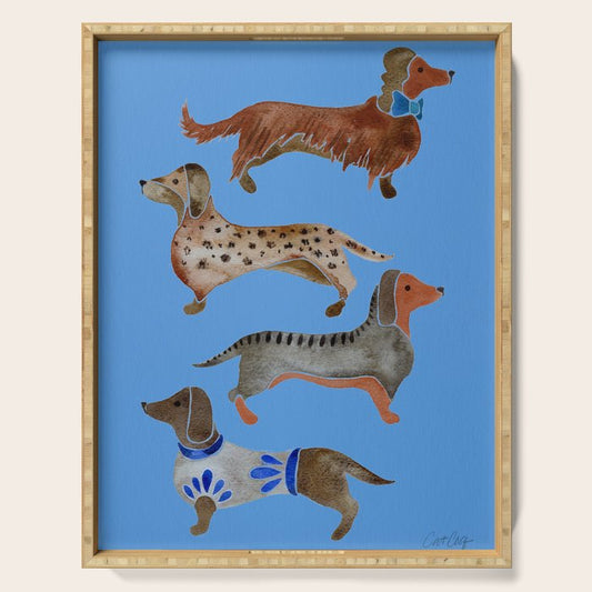 Dachshunds - Cornflower Blue Palette Serving Tray Gallery Image 1