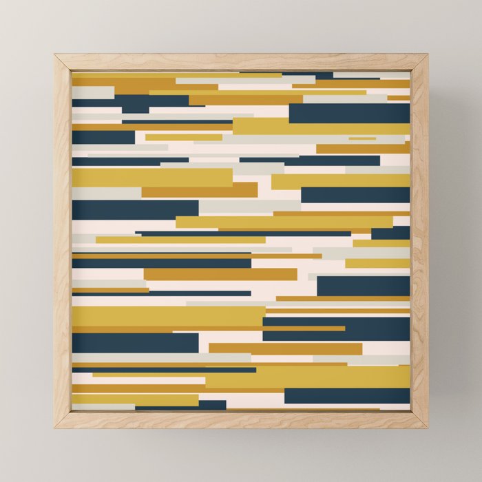 Wright Mid-Century Modern Abstract in Mustard Yellow, Navy Blue, Pale Blush Mini Art Print Gallery Image 1