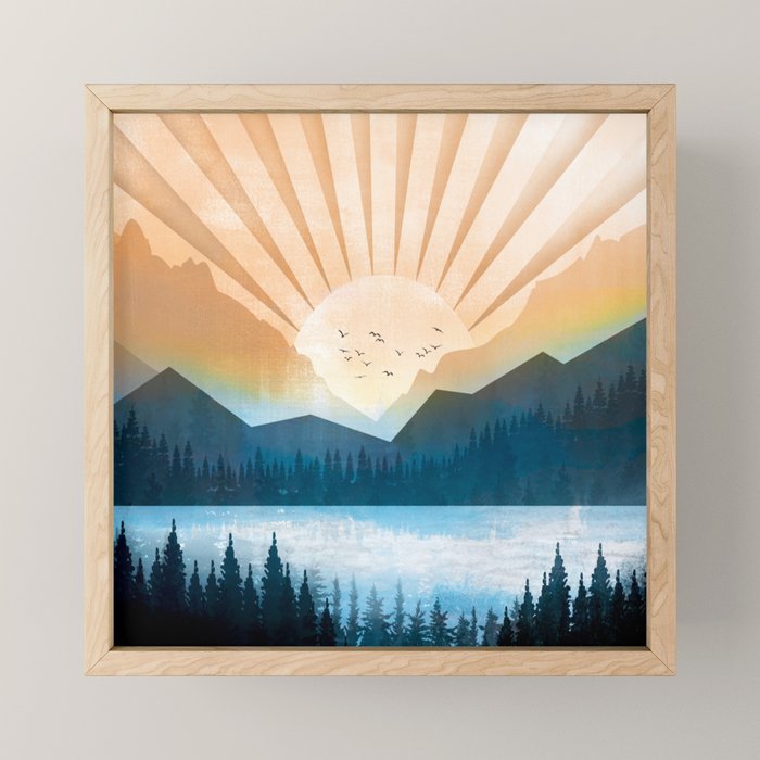 Mountain Lake Sunrise Mini Art Print Gallery Image 1