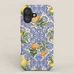 Mediterranean blue ceramic tiles, citrus fruit, lemons and oranges iPhone Case Gallery Image 1