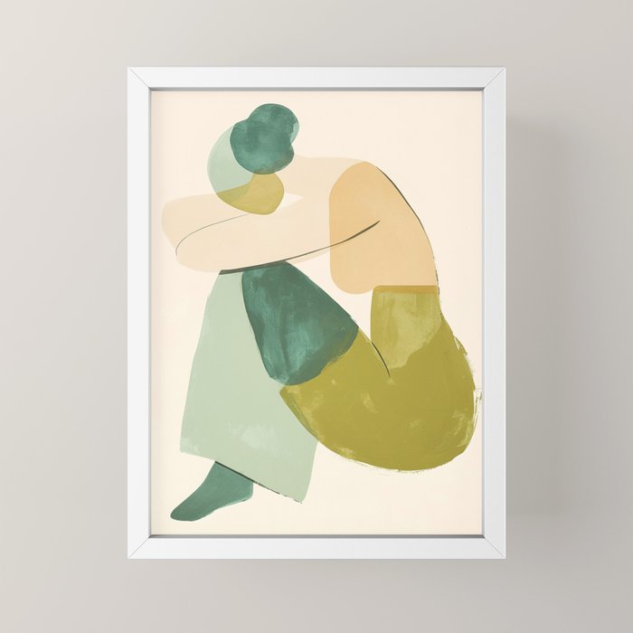 Sage Green Abstract Woman Painting Mini Art Print Gallery Image 4