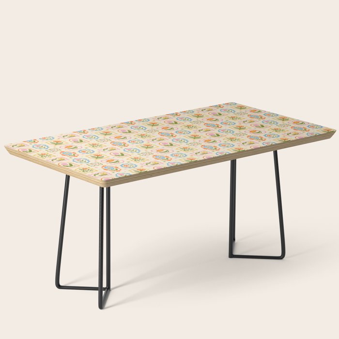 Colorful retro flower art frame art pattern Coffee Table Gallery Image 1
