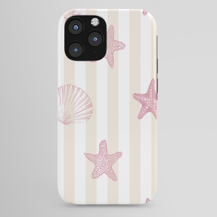 Blush Pink Seashell & Starfish on Beige and White iPhone Case Gallery Image 44