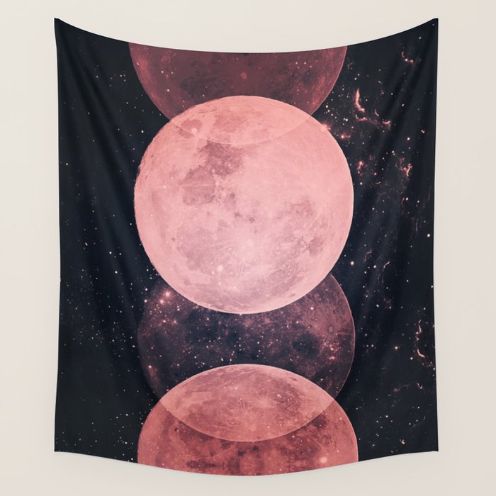 Pink Moon Phases Wall Tapestry Gallery Image 4