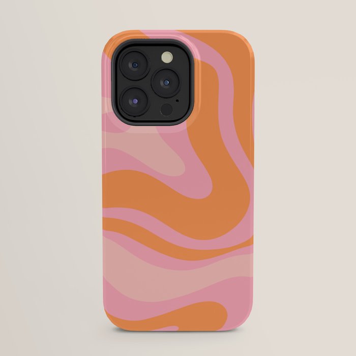 Modern Liquid Swirl Abstract Pattern Square in Retro Pink and Orange iPhone Case Gallery Image 23