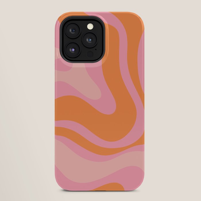 Modern Liquid Swirl Abstract Pattern Square in Retro Pink and Orange iPhone Case Gallery Image 28