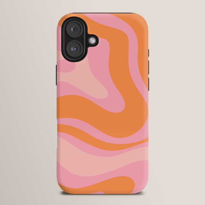 Modern Liquid Swirl Abstract Pattern Square in Retro Pink and Orange iPhone Case Gallery Image 14