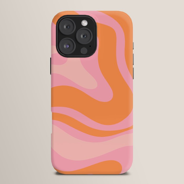 Modern Liquid Swirl Abstract Pattern Square in Retro Pink and Orange iPhone Case Gallery Image 16