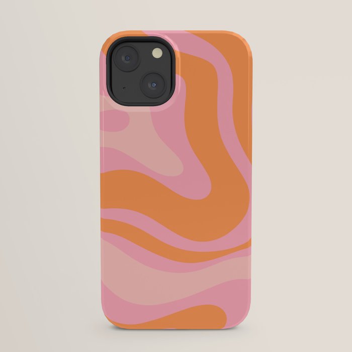 Modern Liquid Swirl Abstract Pattern Square in Retro Pink and Orange iPhone Case Gallery Image 29