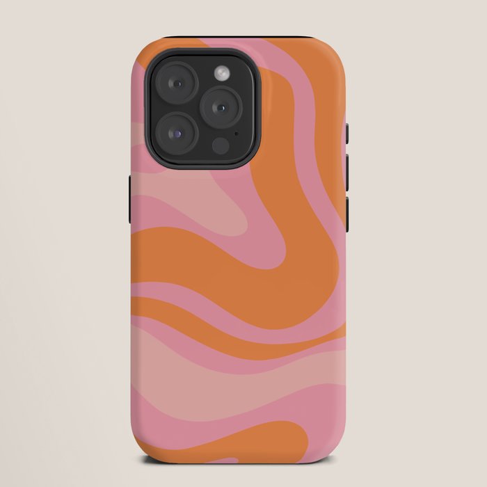 Modern Liquid Swirl Abstract Pattern Square in Retro Pink and Orange iPhone Case Gallery Image 11
