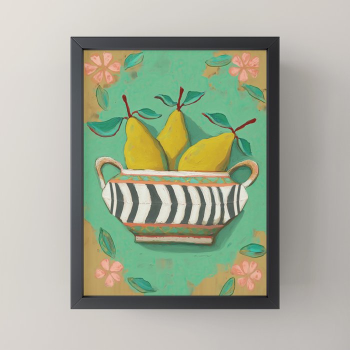 Striped Bowl with Pears Mini Art Print Gallery Image 3