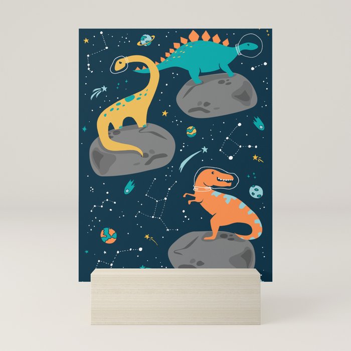 Dinosaurs Floating on an Asteroid Mini Art Print Gallery Image 5
