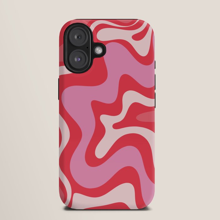 Retro Liquid Swirl Abstract Pattern Cherry Red Pink iPhone Case Gallery Image 9