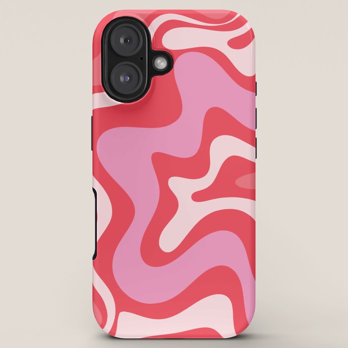 Retro Liquid Swirl Abstract Pattern Cherry Red Pink iPhone Case Gallery Image 5