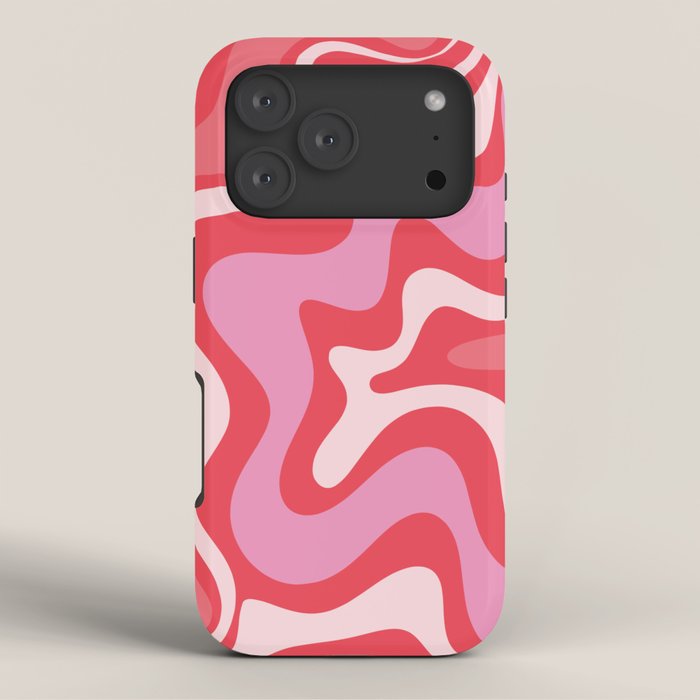 Retro Liquid Swirl Abstract Pattern Cherry Red Pink iPhone Case Gallery Image 3