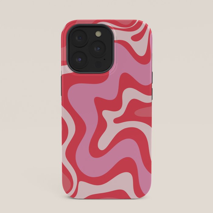 Retro Liquid Swirl Abstract Pattern Cherry Red Pink iPhone Case Gallery Image 35