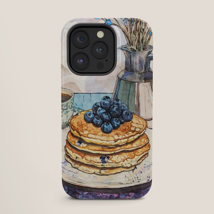 Blueberry Pancakes and Coffee Watercolor Breakfast Still Life iPhone Case Gallery Image 27
