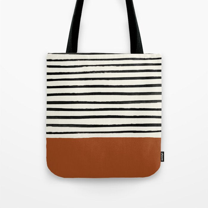 Burnt Orange x Stripes Tote Bag Gallery Image 1