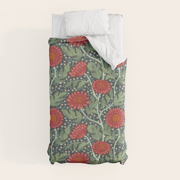 Arts and crafts red chrysanthemum pattern Duvet Cover Gallery Image 9