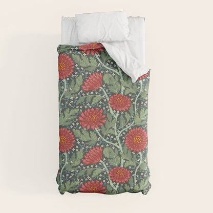 Arts and crafts red chrysanthemum pattern Duvet Cover Gallery Image 9