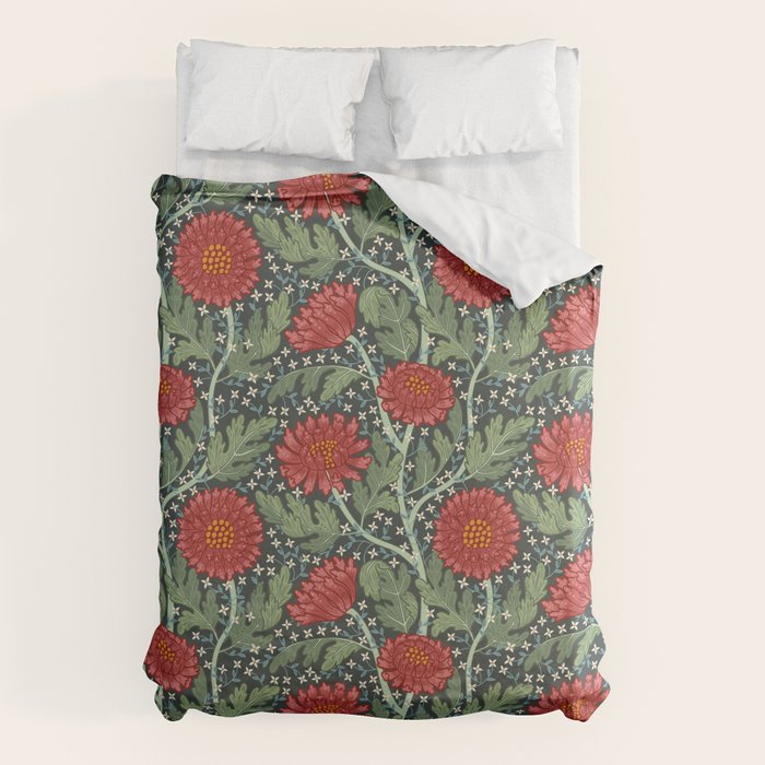 Arts and crafts red chrysanthemum pattern Duvet Cover Gallery Image 6