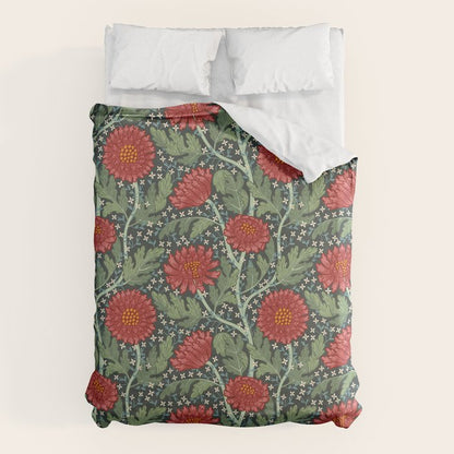 Arts and crafts red chrysanthemum pattern Duvet Cover Gallery Image 6