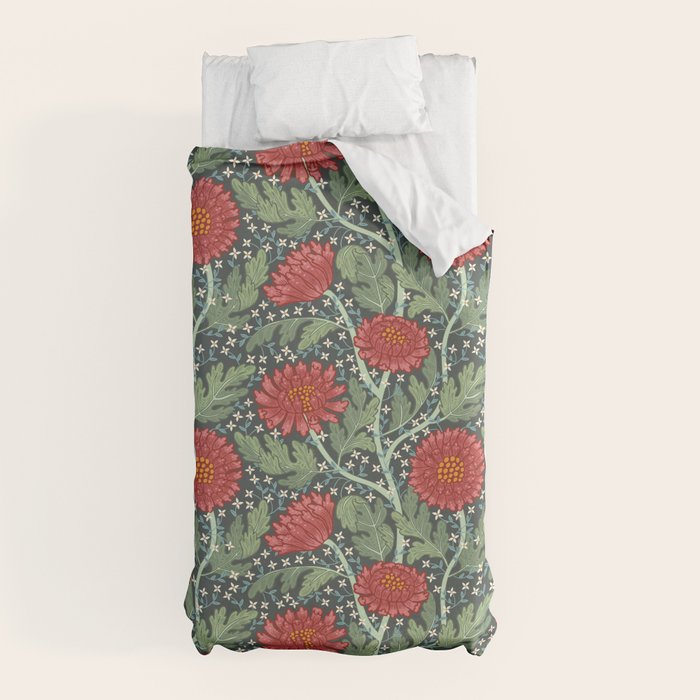 Arts and crafts red chrysanthemum pattern Duvet Cover Gallery Image 5