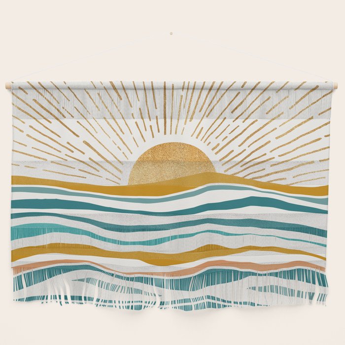 The Sun and The Sea - Gold and Teal Wall Hanging Gallery Image 1