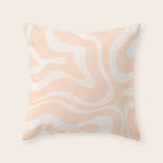 Retro Modern Liquid Swirl Abstract Pattern Square in Soft Pale Peach Throw Pillow Gallery Image 1