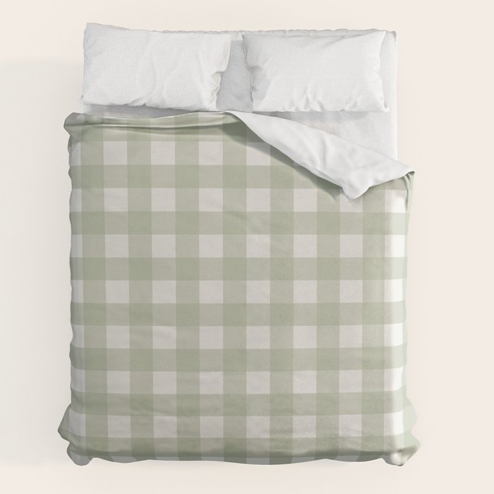 Sage Green Gingham Check Pattern Duvet Cover Gallery Image 7