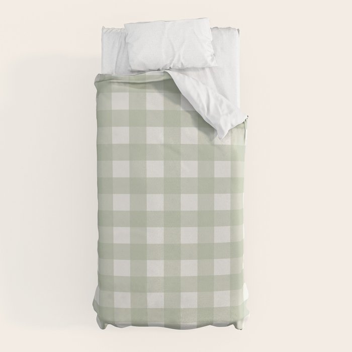 Sage Green Gingham Check Pattern Duvet Cover Gallery Image 5
